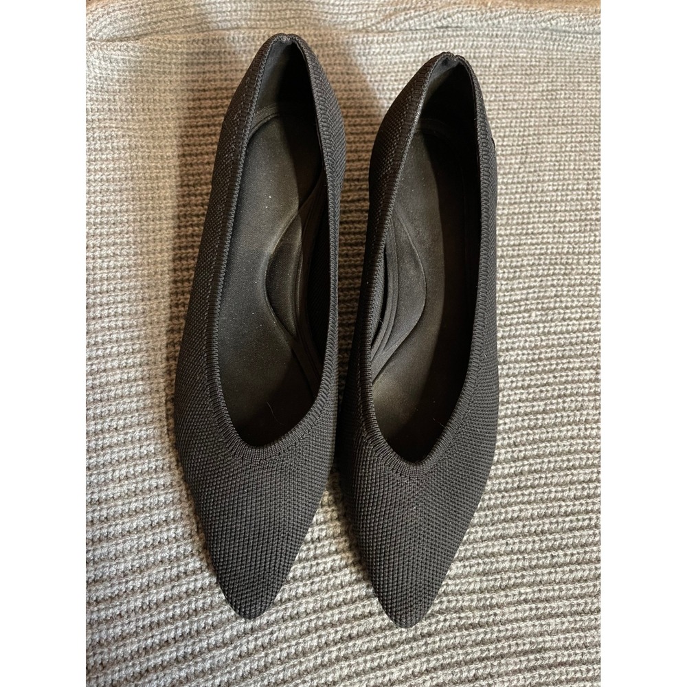 VIVALA Black Knit Pointed‎ Toe Kitten Heel Pumps Women's Size 37 (6.5)